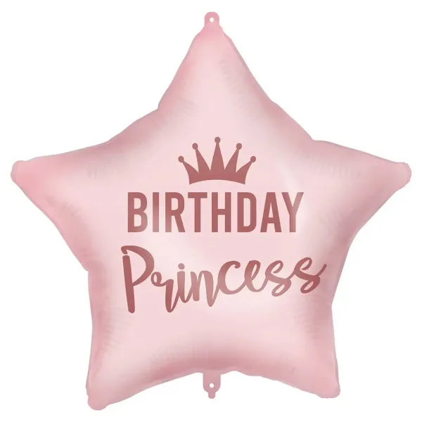Geburtstags-Folienballon – mit der Aufschrift „Birthday Princess“, sternförmig, rosa, 46 cm Bild 1