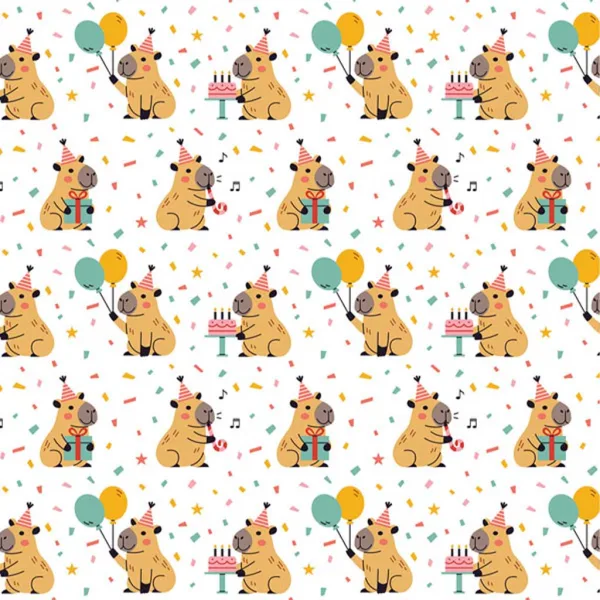 Geburtstags-Geschenkpapier mit Capybara-Motiv 100 × 70 cm Bild 1