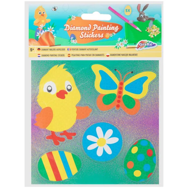 Grafix: Oster-Diamond-Painting-Aufkleber, 5er-Pack, in 2 Varianten, 1 Stück Bild 2