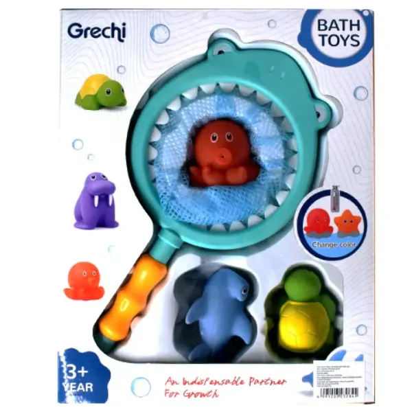 Badespielset mit Hai-Fischnetz und spritzenden Tieren Bild 2