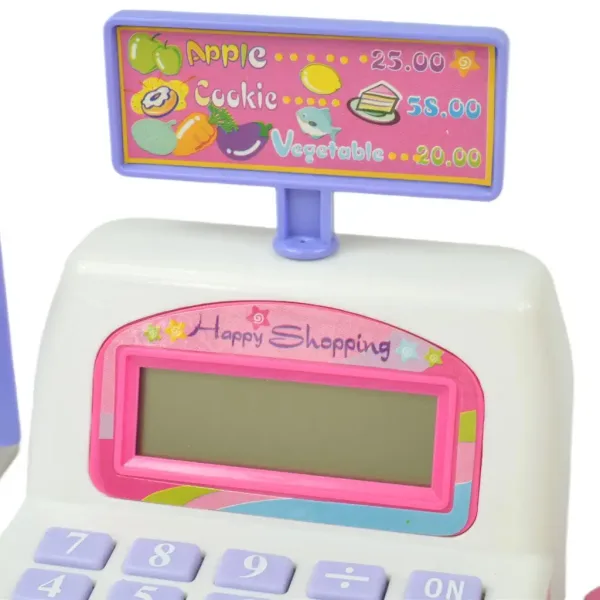 Happy Shopping: Weiß-rosa Registrierkasse mit Sound und Zubehör 20x12cm Bild 6