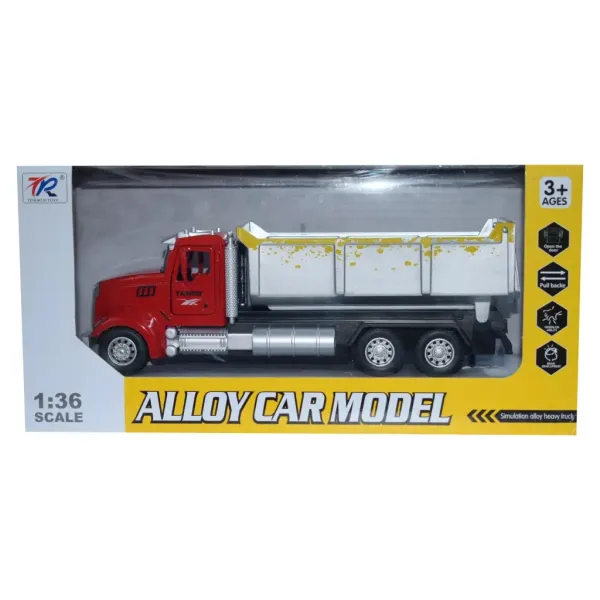 Heavy Duty Truck: Schwerlastkipper-Modell mit Rückziehmotor, Metallkarosserie und zu öffnenden Türen im Maßstab 1/36 Bild 2