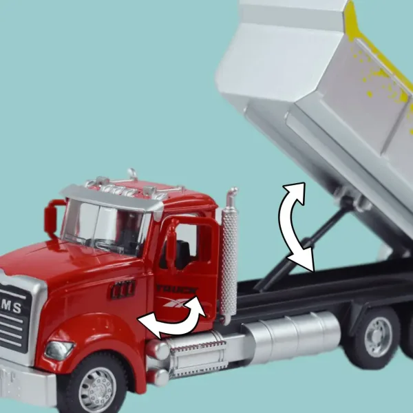 Heavy Duty Truck: Schwerlastkipper-Modell mit Rückziehmotor, Metallkarosserie und zu öffnenden Türen im Maßstab 1/36 Bild 6