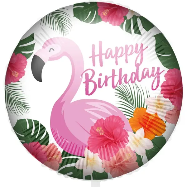 Herzlichen Glückwunsch zum Geburtstag Folienballon – Flamingo-Design 46cm Bild 1