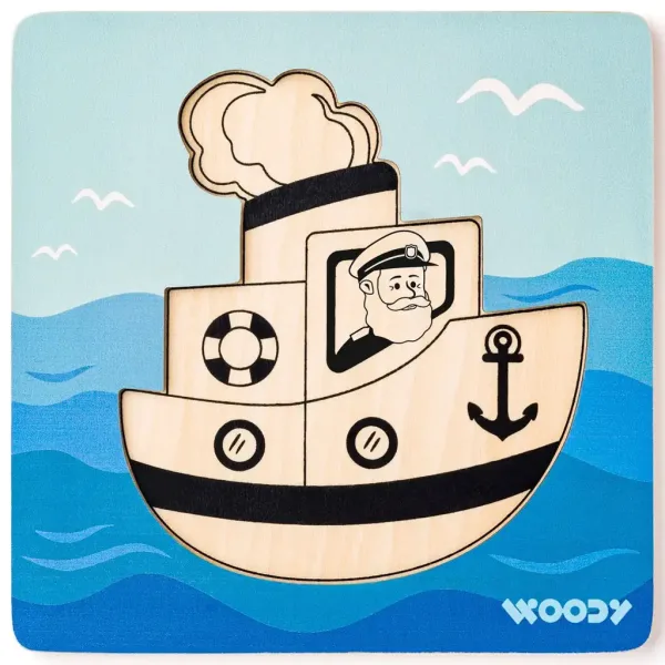 Holz-Puzzle mit Bootsmotiv für Babys, 5-teilig - Woodyland Bild 2
