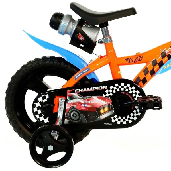 Hot Wheels 12" Kinderfahrrad mit Flaschenhalter und Stützrädern in Orange-Schwarz – Dino Bikes Fahrrad Bild 2