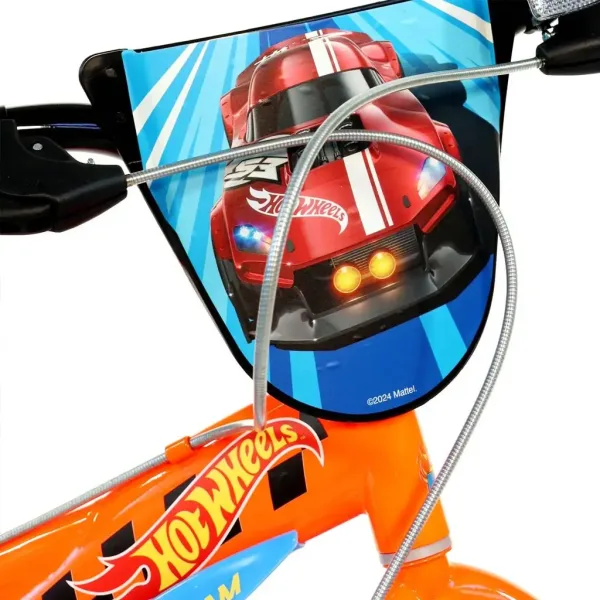 Hot Wheels 14" Kinderfahrrad mit Flaschenhalter und Stützrädern in orange-schwarz – Dino Bikes Fahrrad Bild 4