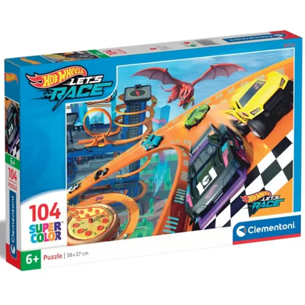 Hot Wheels Rennen 104-teiliges Supercolor Puzzle - Clementoni Bild 1