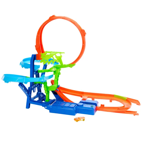 Hot Wheels Stunt Tracks: Luftkollisions-Strecke mit kleinem Auto – Mattel Bild 2