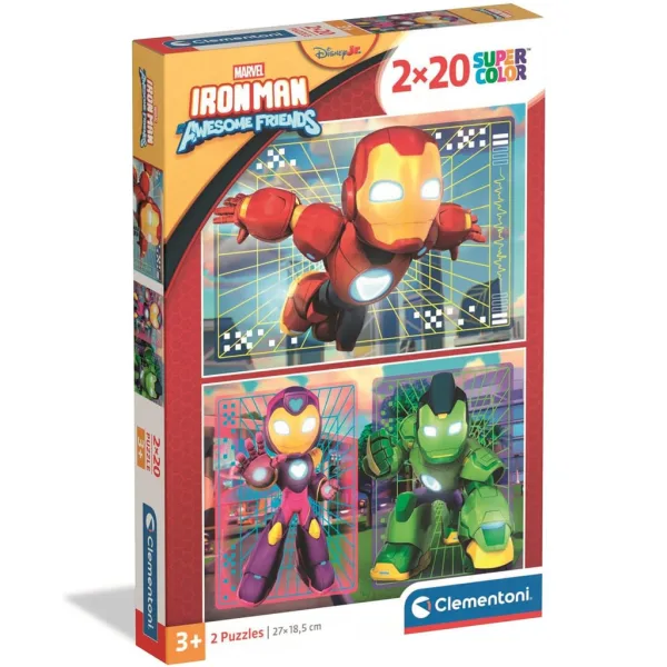 Iron Mans fantastische Freunde 2x20 Teile Supercolor Puzzle – Clementoni Bild 1