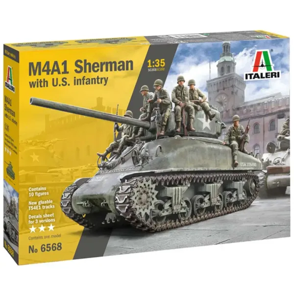 Italeri 1/35 M4A1 SHERMAN-Panzerbausatz mit amerikanischer Besatzung Bild 7