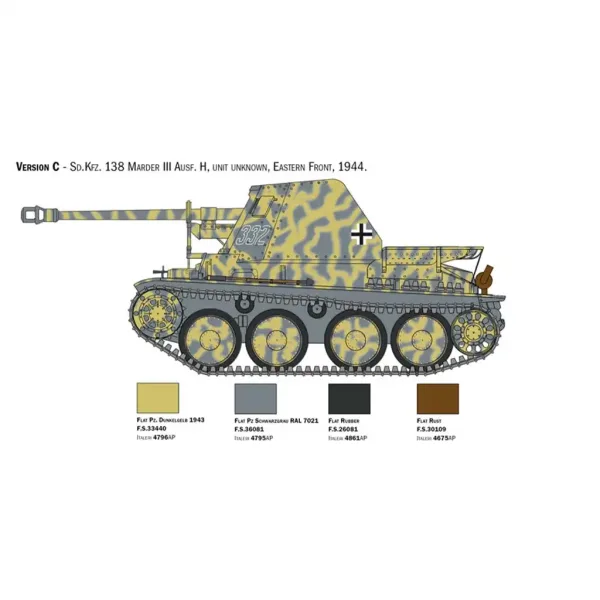 Italeri 1/35 Marder III Ausf. H Sd.Kfz.138 Panzerbausatz Bild 4