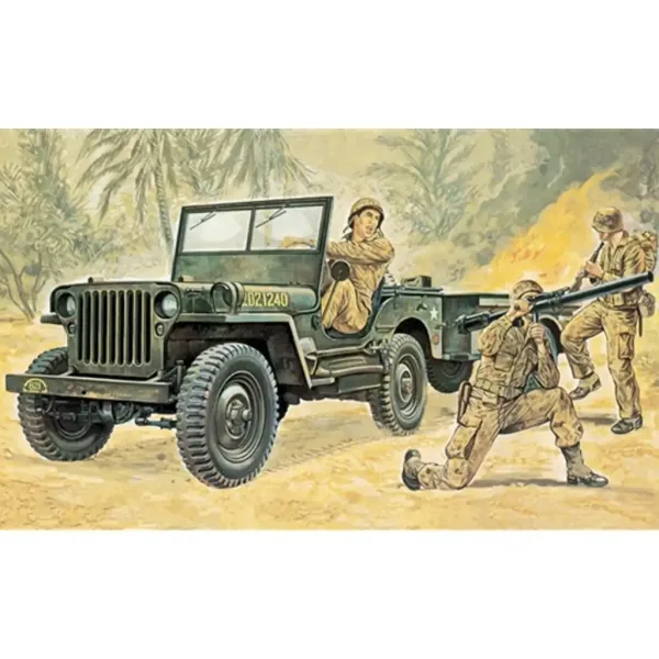 Italeri 1/35 Willys MB Militär-Jeep-Fahrzeugmodellbausatz mit Anhänger Bild 7