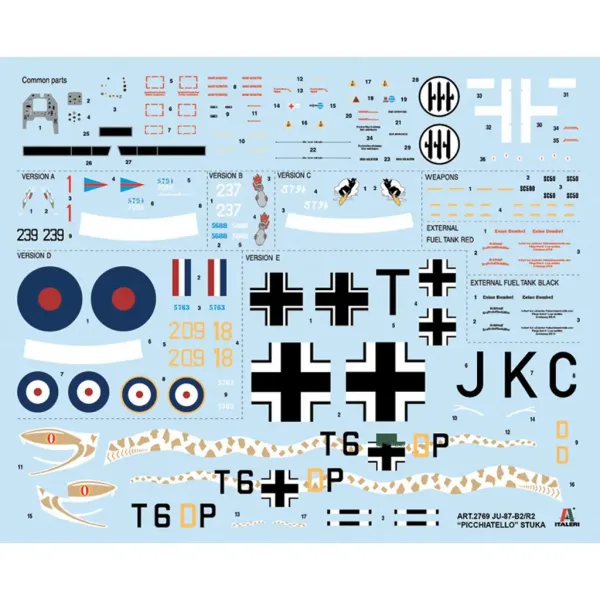 Italeri 1/48 Ju 87 B-2/R-2 Picchiatello Flugzeugmodellbausatz Bild 2