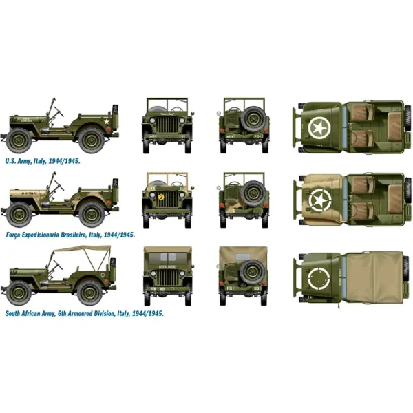 Italeri 1/72 Willys Jeep 1/4 Ton 4x4 Militärfahrzeuge, 2-teiliger Modellbausatz Bild 3