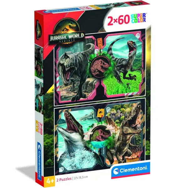 Jurassic World Wiedergeburt 2x60 Teile Supercolor Puzzle - Clementoni Bild 1