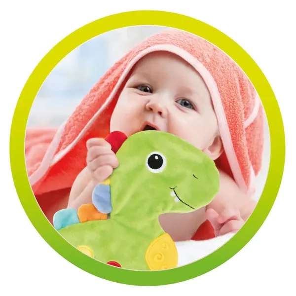Little Stars: Dinosaurier-Schnuffeltuch mit Beißring und Rassel Bild 4