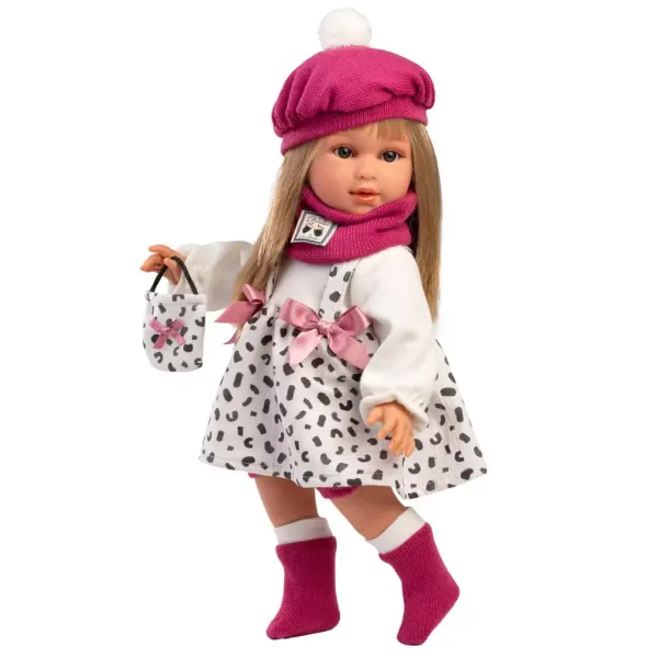 Llorens: 40 cm große Carla-Puppe mit rosa Mütze und modischer Handtasche Bild 2