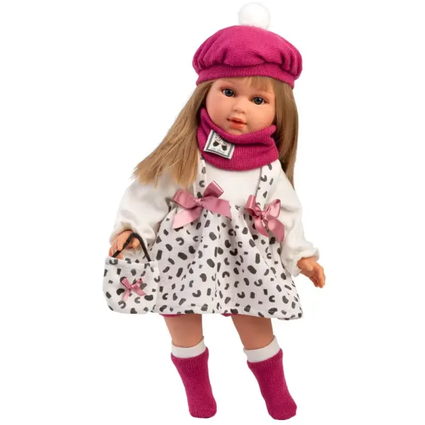 Llorens: 40 cm große Carla-Puppe mit rosa Mütze und modischer Handtasche Bild 3