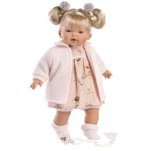 Llorens: Aitana weinende Puppe mit Schnuller, in rosa Strickjacke, 33 cm Bild 2