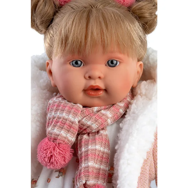 Llorens: Alexandra, 42 cm große weinende Babypuppe mit Schnuller in einem Outfit mit Tiermotiven. Bild 2