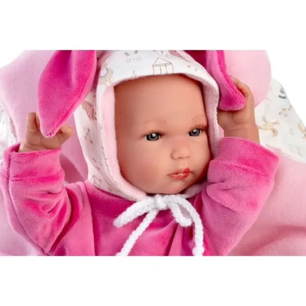 Llorens: Bimba Neugeborenes mit rosa Hasentrage, 35 cm Bild 2