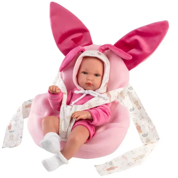 Llorens: Bimba Neugeborenes mit rosa Hasentrage, 35 cm Bild 3