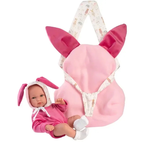 Llorens: Bimba Neugeborenes mit rosa Hasentrage, 35 cm Bild 4