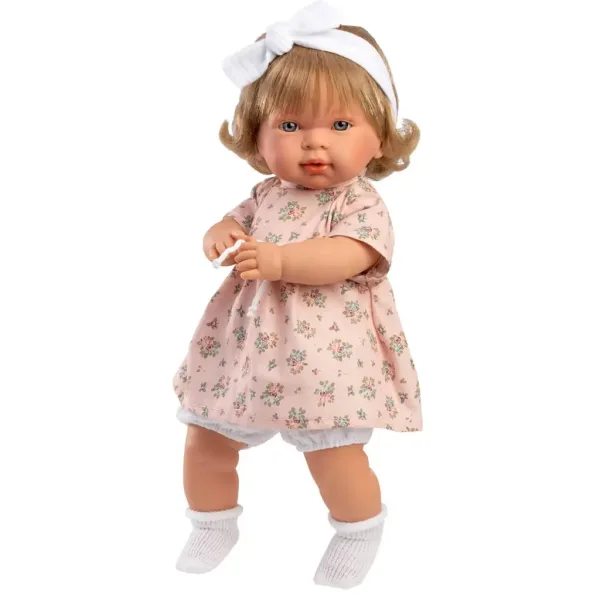 Llorens: Carla 42 cm große weinende Puppe im geblümten Kleid mit Stirnband Bild 3
