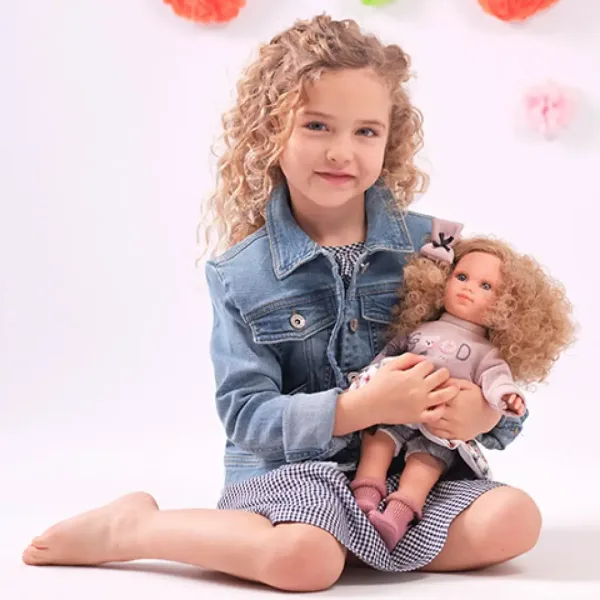 Llorens: Elena Puppe in einem Tüllkleid mit Blumen, lockigem blondem Haar, 35 cm Bild 4
