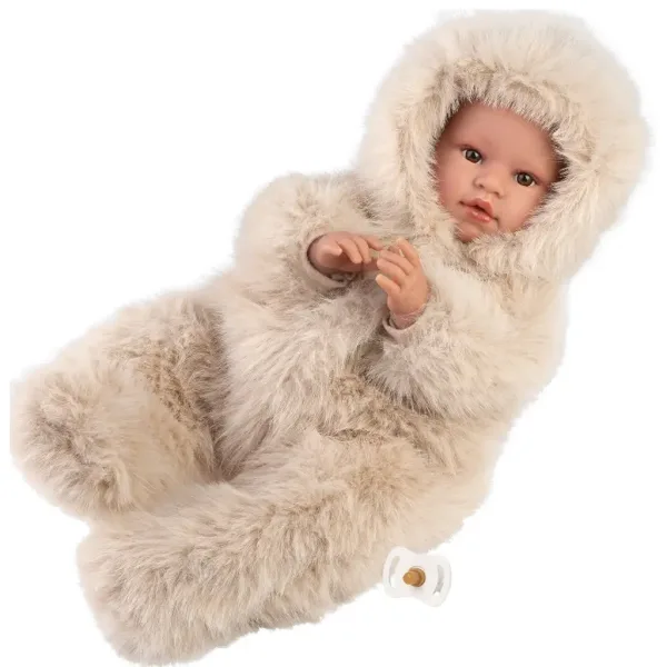 Llorens: Leo 45 cm große weinende Puppe mit Schnuller in cremefarbener Samtjacke Bild 1