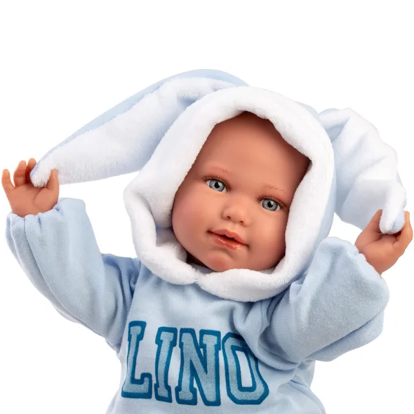 Llorens: Lino, 45 cm große, weinende Babypuppe in Baby-Kleidung mit Hasenohren Bild 4
