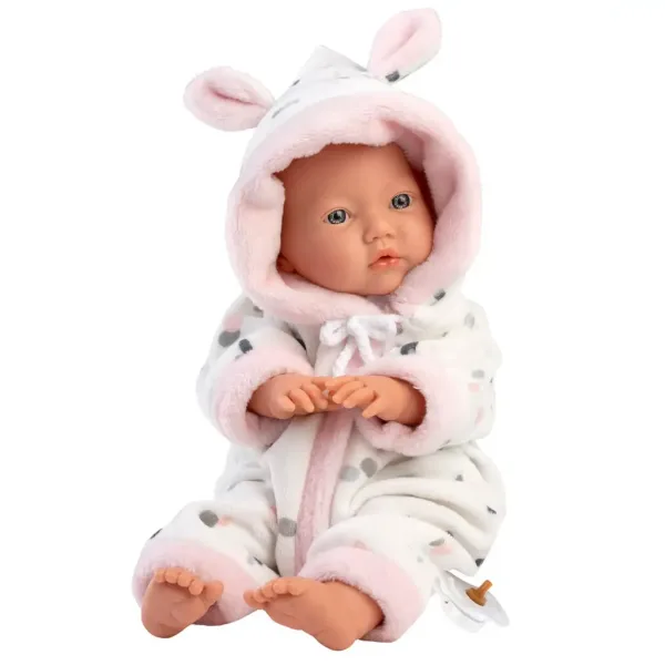 Llorens: Mädchen-Baby-Puppe in weichem Hasenohren-Pyjama 31cm Bild 4
