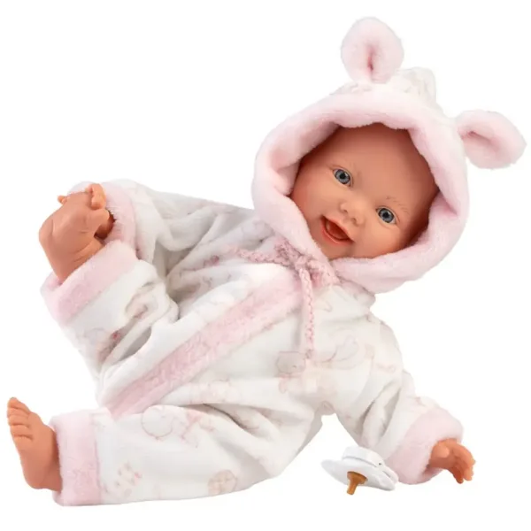 Llorens: Mädchen-Baby-Puppe in weichem Storchmuster-Schlafanzug 31cm Bild 2