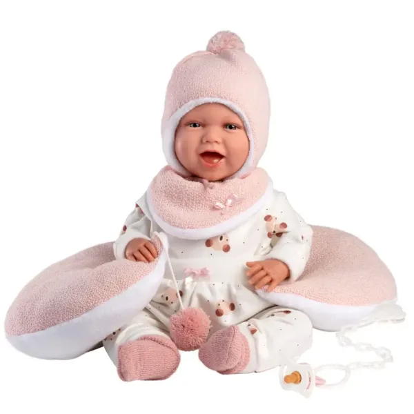 Llorens: Mimi 42 cm große Puppe mit Geräusch, Bauchpolster und Bärenkleidung Bild 1