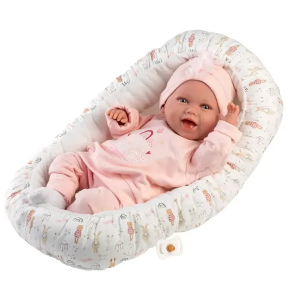 Llorens: Mimi 42 cm große lächelnde Puppe mit Schnuller und Babynest Bild 3