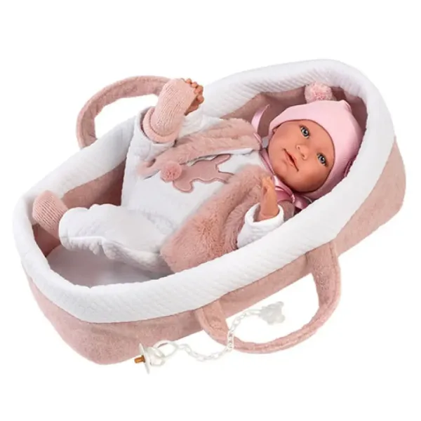 Llorens: Mimi neugeborenes 40cm weinendes Mädchenpuppe mit Tragekorb Bild 1