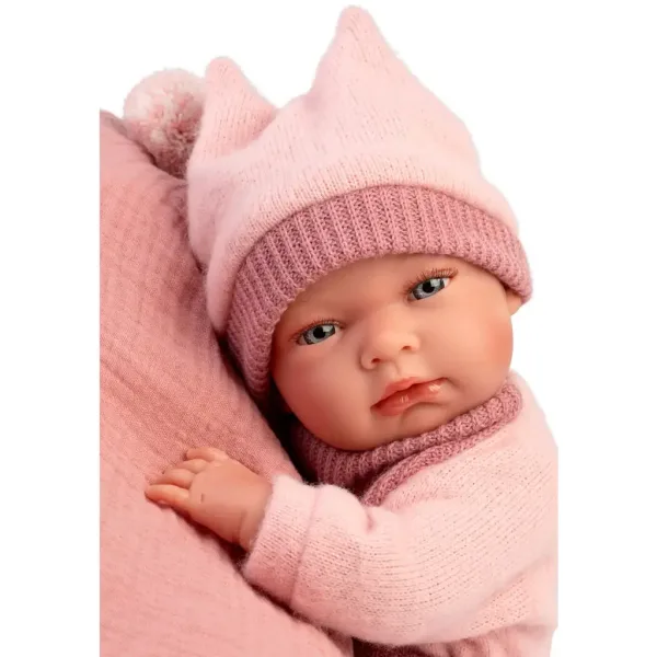 Llorens: Nica neugeborenes Mädchenpuppe in rosa Kleidung mit Kissen 38cm Bild 2