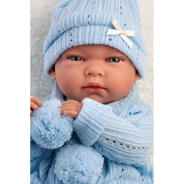 Llorens: Nico, 40 cm große Neugeborenenpuppe mit Fläschchen und Kissen. Bild 4