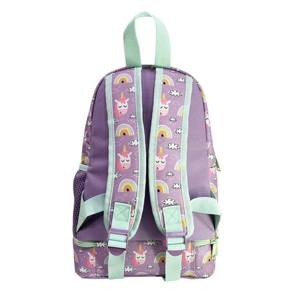 Luna: Must Team Einhorn gemusterter, abgerundeter, thermoisolierter Kindergarten-Rucksack 25x14x36cm Bild 2