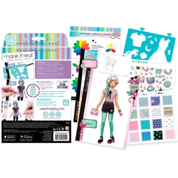 Make it Real: Mode-Design-Skizzenbuch mit Zubehör - Pastell Pop Bild 2