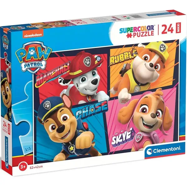 Paw Patrol Grinsende Welpen 24-teiliges Maxi Supercolor Puzzle - Clementoni Bild 1