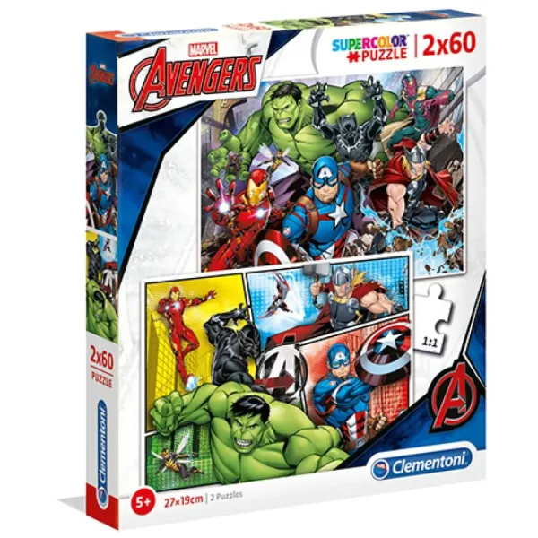Marvel Avengers Supercolor 2-in-1 Puzzle 2x60 Teile - Clementoni Bild 1