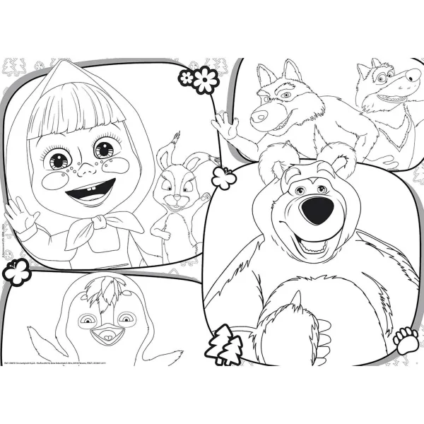 Mascha und der Bär 2-in-1 Maxi-Puzzle mit 24 Teilen und Malbuch 70x50cm – Lisciani Bild 2