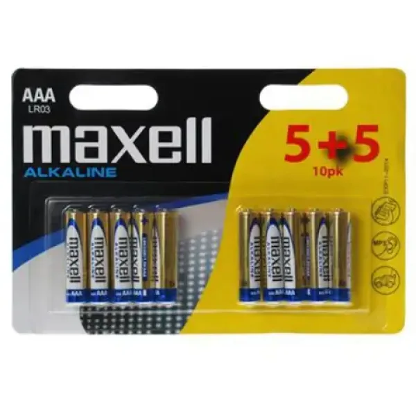 Maxell: Alkaline-Batterie 1,5V AAA LR03 im 5+5 Stück Blisterpackung Bild 1