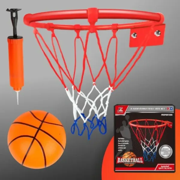 Metall-Basketballkorb-Set mit farbigem Netz, Ball und Pumpe, 22 cm Bild 4