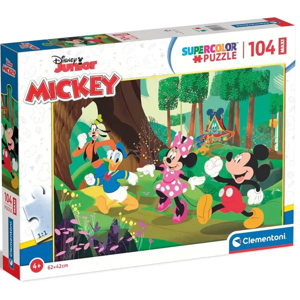 Mickey Maus und seine Freunde Waldabenteuer 104-teiliges Maxi Supercolor Puzzle - Clementoni Bild 1