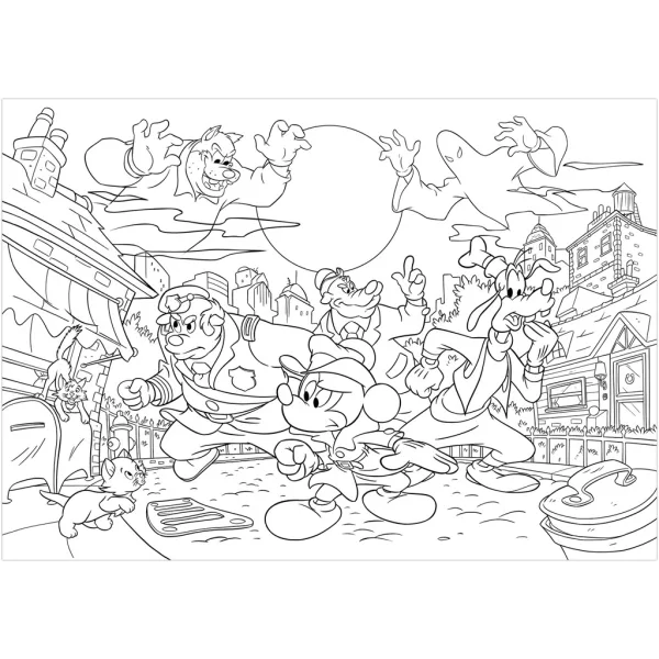 Micky Maus – Der Detektiv 2-in-1-Puzzle und Ausmalbild, 108 Teile, 50 x 35 cm – Lisciani Bild 3