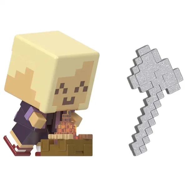 Minecraft: Reveal Minifigur mit goldblondem Haar in gelbem, schwertförmigem Behälter - Mattel Bild 2
