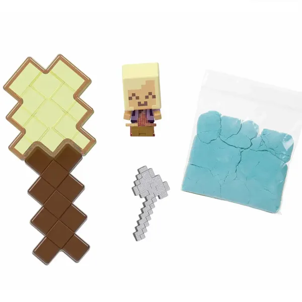 Minecraft: Reveal Minifigur mit goldblondem Haar in gelbem, schwertförmigem Behälter - Mattel Bild 4